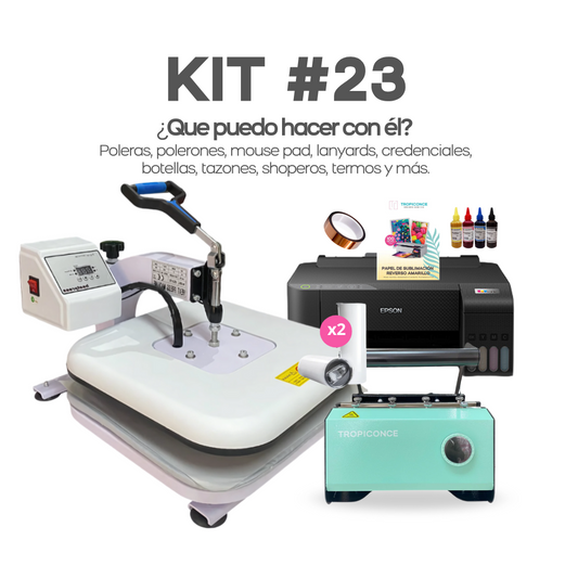 Kit #23 Estampadora de poleras, botellas e impresora para sublimación.