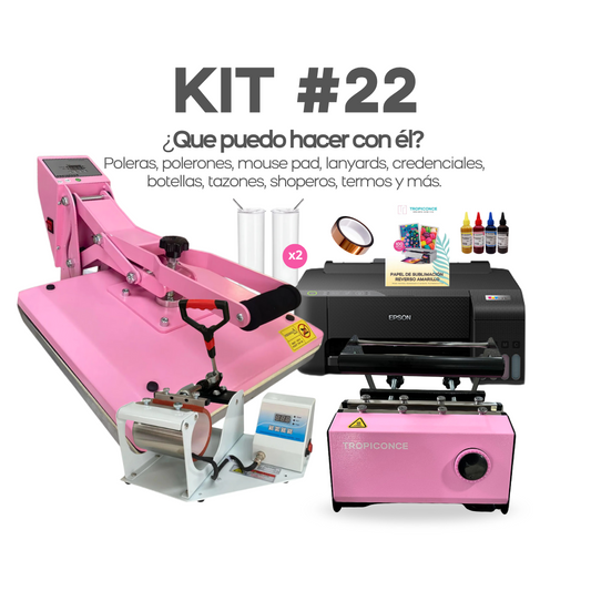 Kit #22 Estampadora de poleras, botellas,tazas e impresora para sublimación.