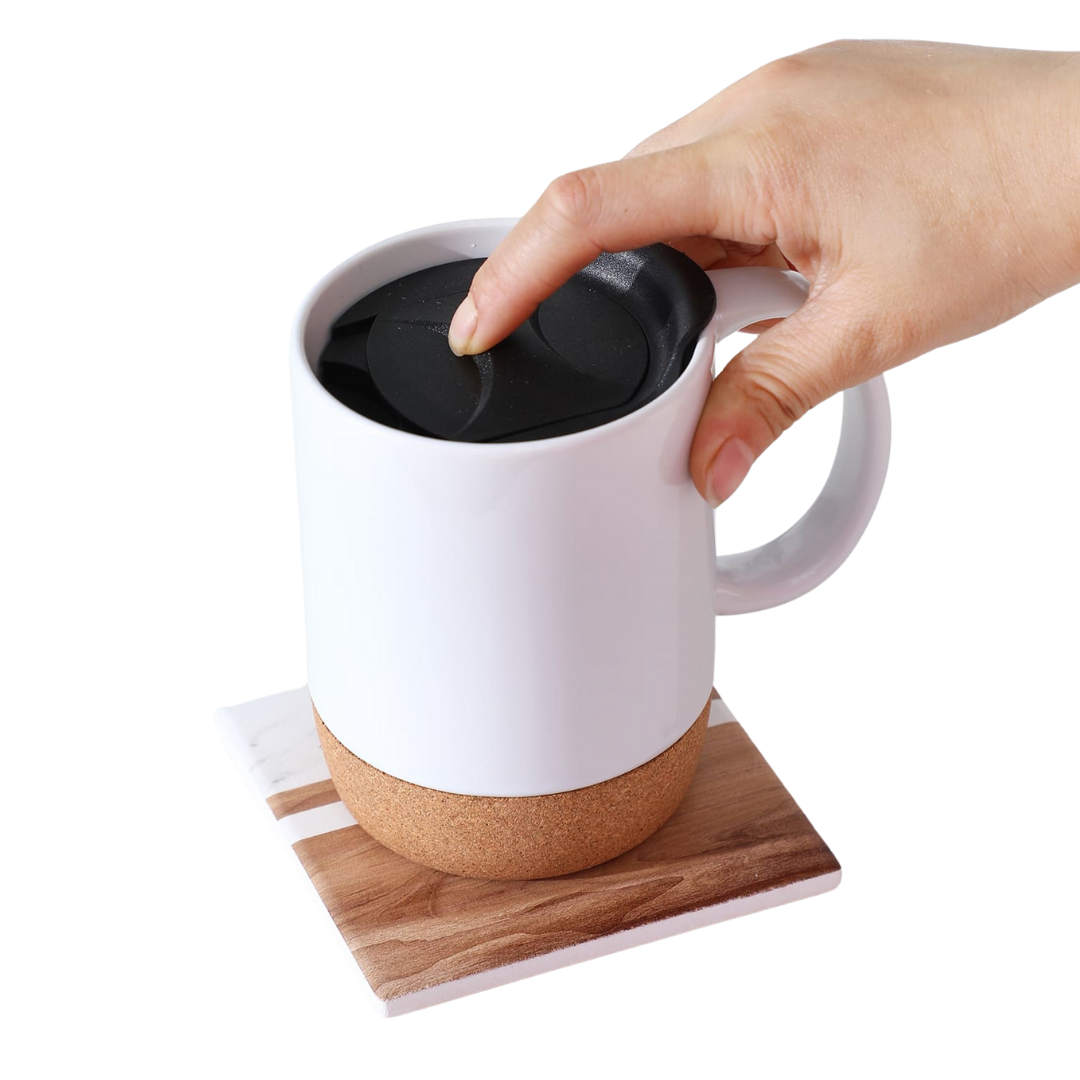 Tazón con Base de Corcho y Tapa Plástica - 13 OZ