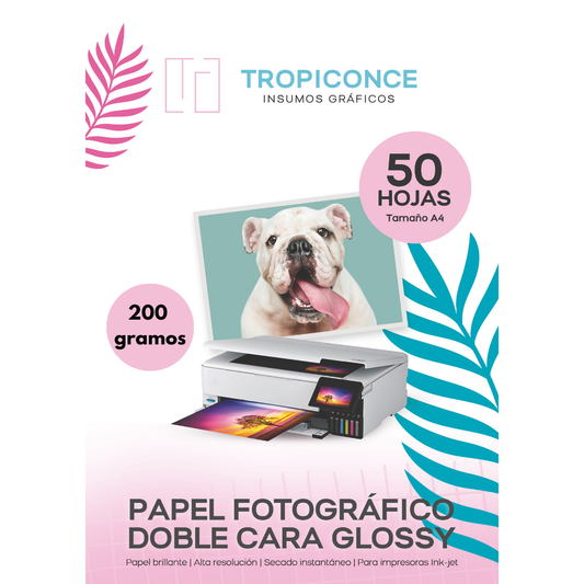 Papel Fotográfico Doble Cara Glossy 200g 260g y 300g