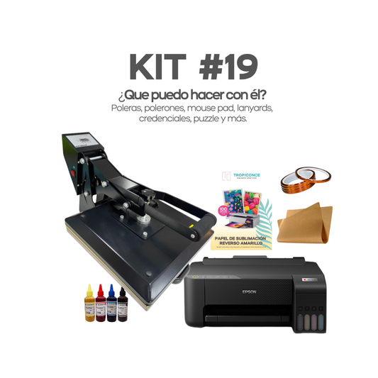 KIT #19 ESTAMPADORA PLANA 38X38 E IMPRESORA DE SUBLIMACION
