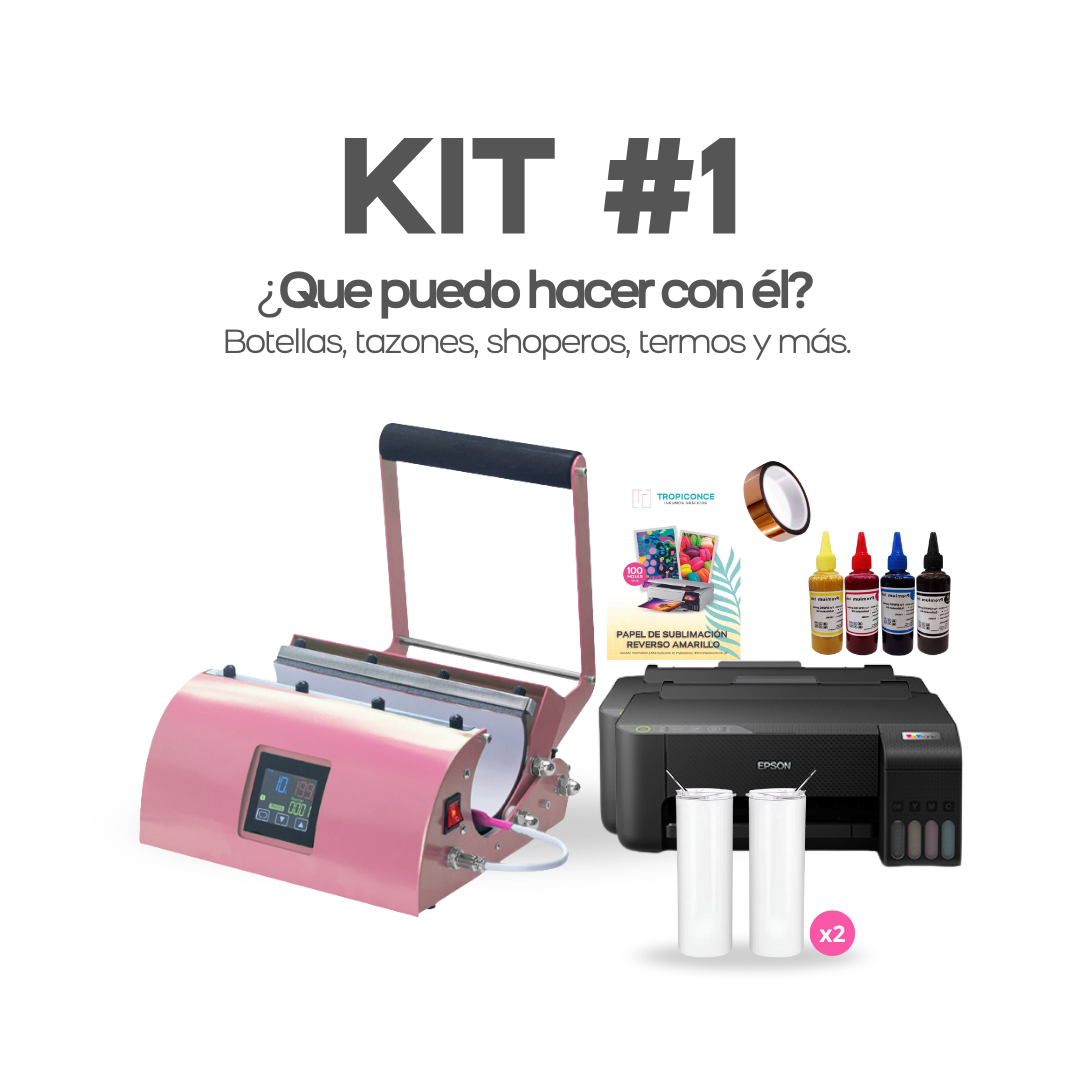 KIT #1 ESTAMPADORA DE BOTELLAS, IMPRESORA E INSUMOS