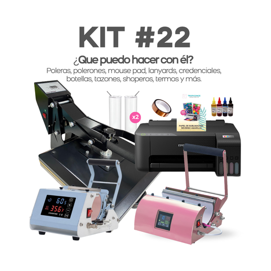 Kit #22 Estampadora de poleras, botellas,tazas e impresora para sublimación.
