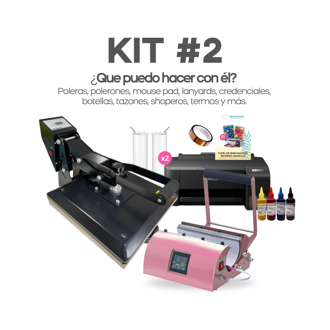 Kit #2 Estampadora de poleras, botellas e impresora para sublimación.