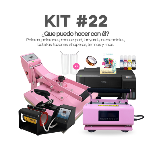 Kit #22 Estampadora de poleras, botellas,tazas e impresora para sublimación.