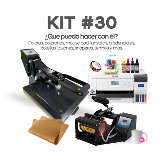 Kit #30 Estampadora de poleras, tazas e impresora para sublimación.
