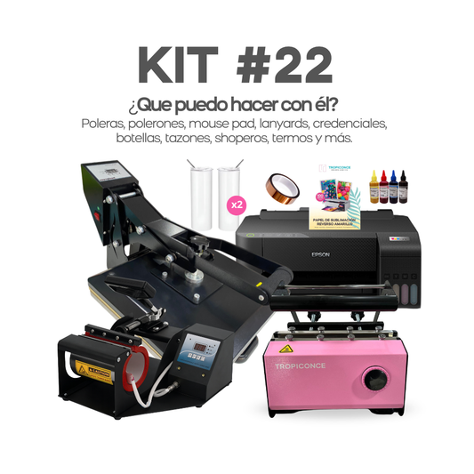 Kit #22 Estampadora de poleras, botellas,tazas e impresora para sublimación. ((PREVENTA))