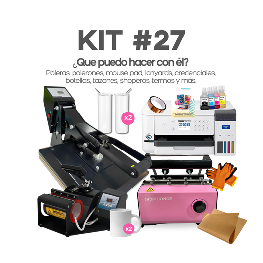 Kit #27 Estampadora de poleras, botellas, tazas e impresora para sublimación. ((PREVENTA))