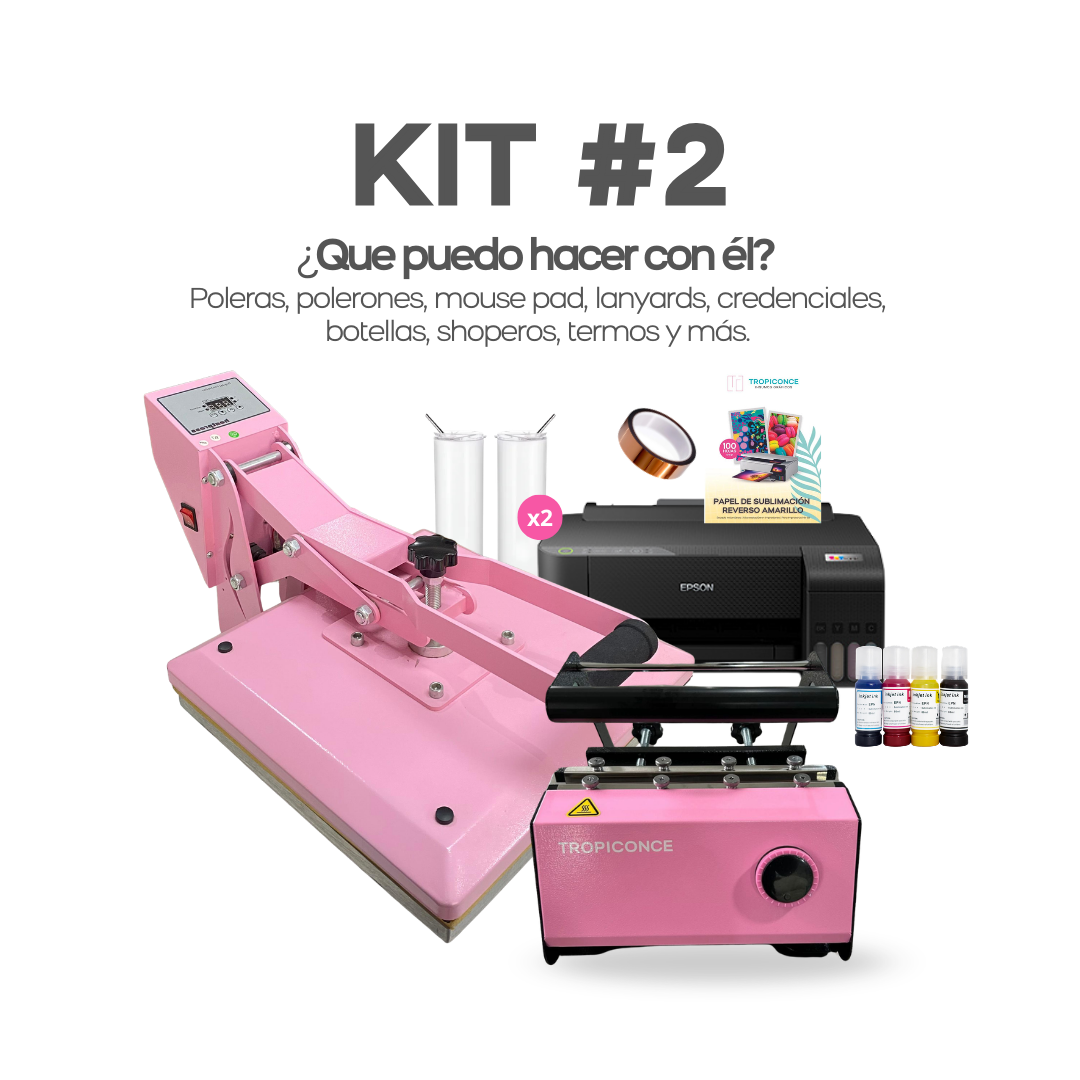 Kit #2 Estampadora de poleras, botellas e impresora para sublimación.