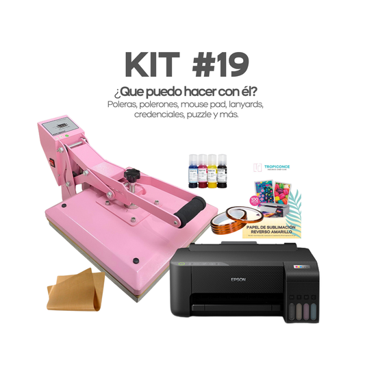 KIT #19 ESTAMPADORA PLANA 38X38 E IMPRESORA DE SUBLIMACION