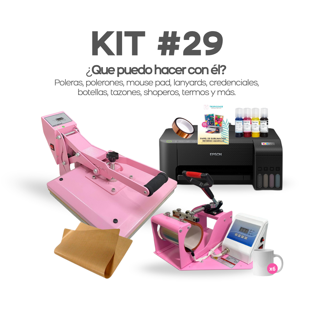 Kit #29 Estampadora de poleras, tazas e impresora para sublimación.