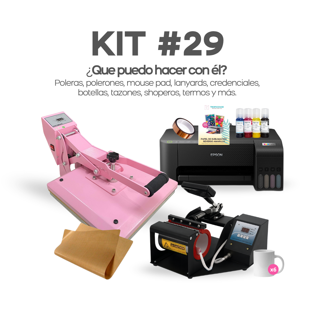 Kit #29 Estampadora de poleras, tazas e impresora para sublimación.