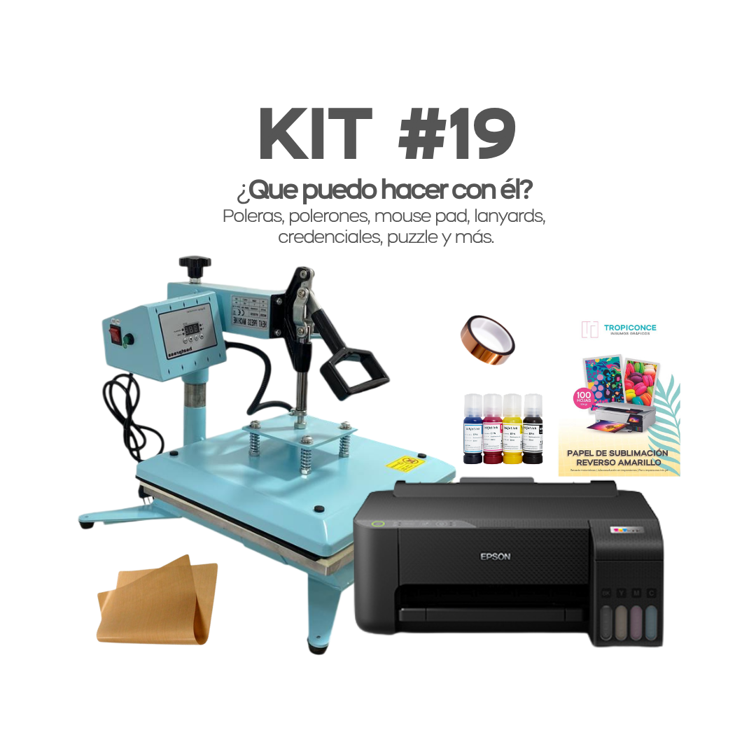 KIT #19 ESTAMPADORA PLANA 38X38 E IMPRESORA DE SUBLIMACION