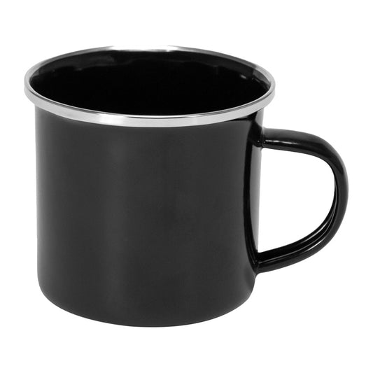 Taza Negra 12 oz con Borde Plateado