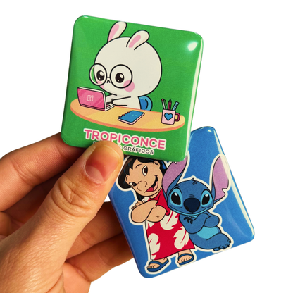 Chapitas Cuadradas Imán 50 mm - 100 Unidades