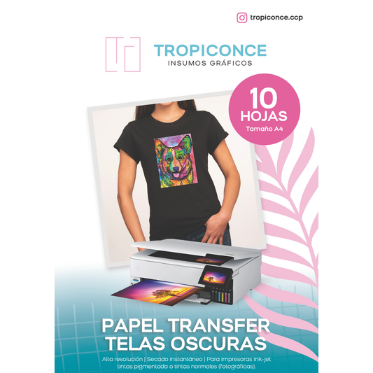 Papel Transfer para Telas Oscuras A4 - Resma de 10 Hojas
