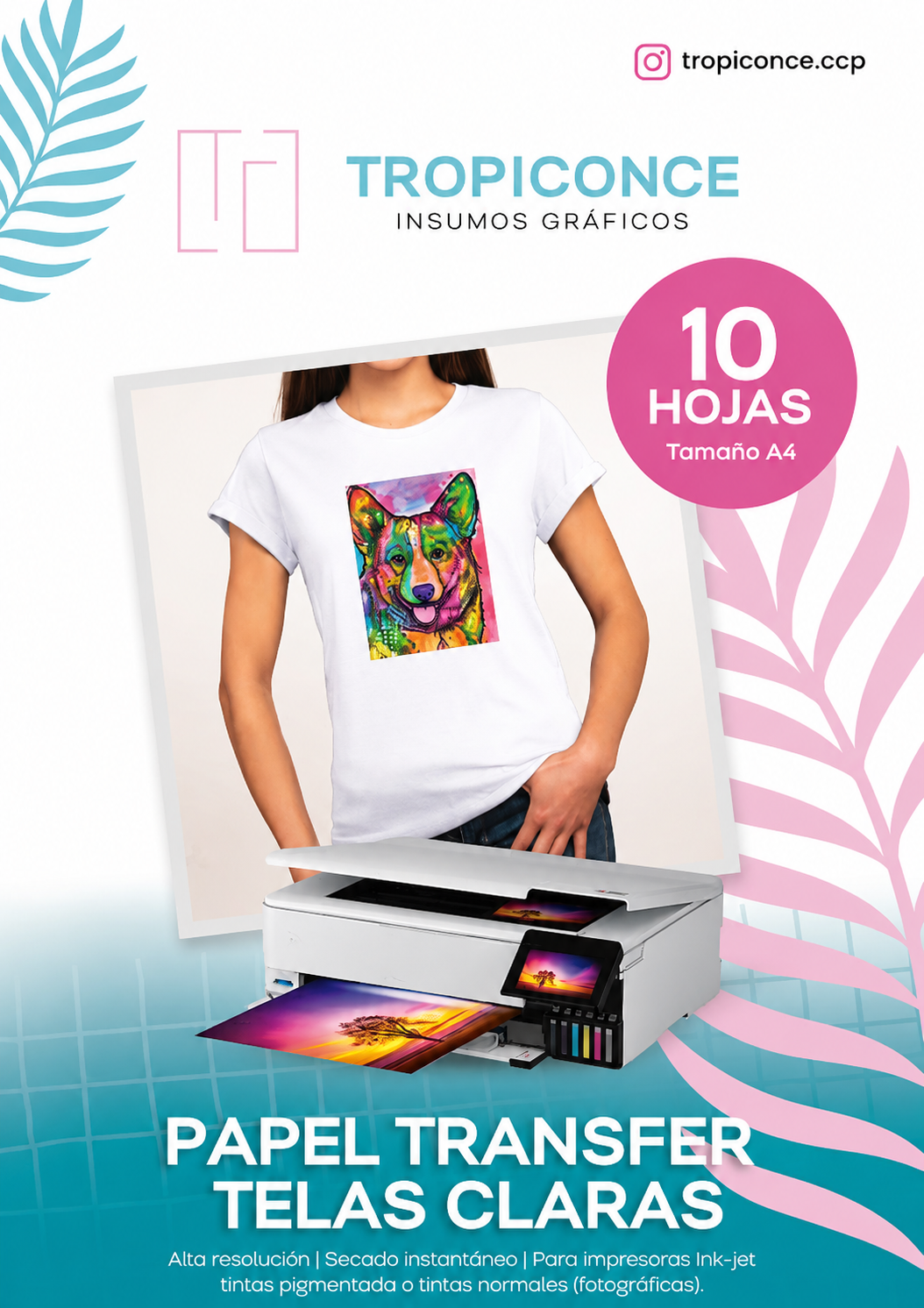 Papel Transfer para Telas Claras - 10 hojas