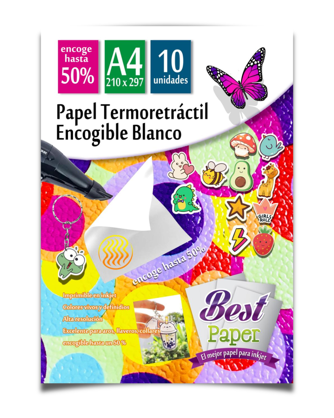 Papel Termorretráctil Encogible Blanco A4 – Pack 10 hojas