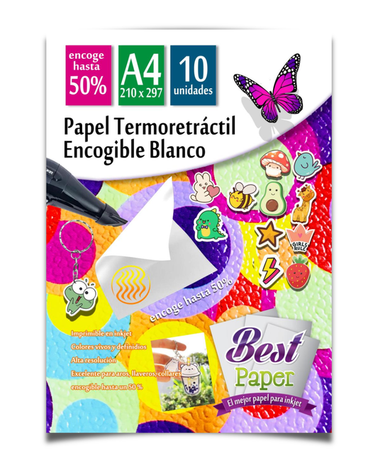 Papel Termorretráctil Encogible Blanco A4 – Pack 10 hojas